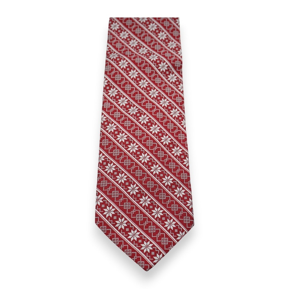 Brooks Brothers Red 100% Silk Tie Geometric Pattern‎ USA Made